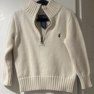 Polo by Ralph Lauren 3T Kids Zip-Up Sweater in Cream